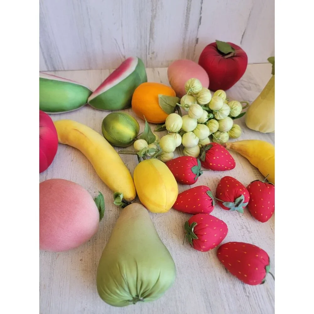 Artificial assorted plush fabric fruit great banana strawberry Pearl set waterme